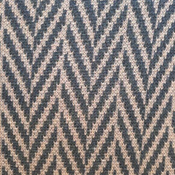 Nine West Knit Long Sleeve Scoop Neck Aline Sweater Dress Herringbone Rosette S - Picture 3 of 11